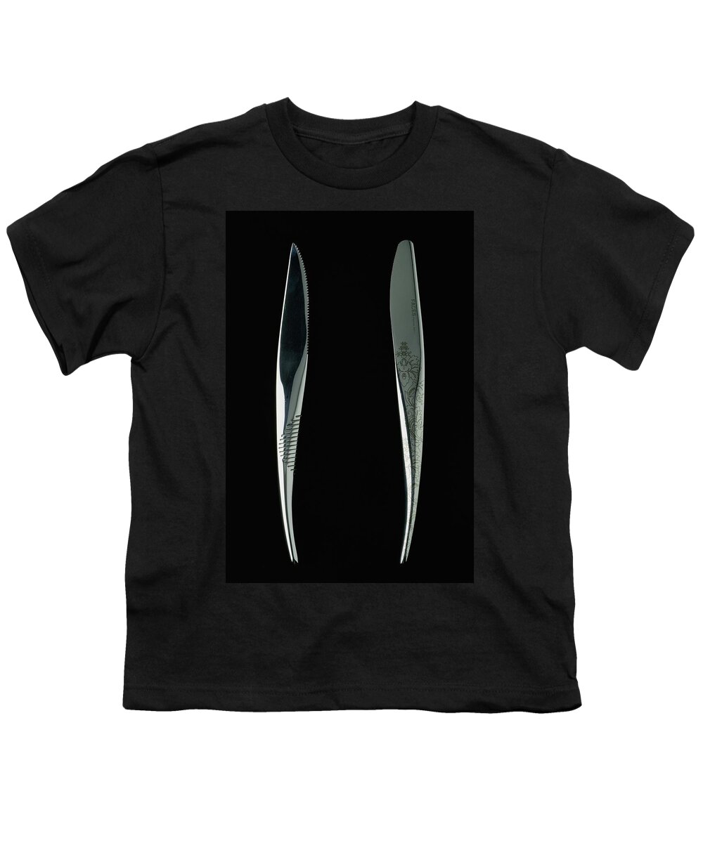 Kitchen Youth T-Shirt featuring the photograph Close-up View Of Two Knives by Romulo Yanes