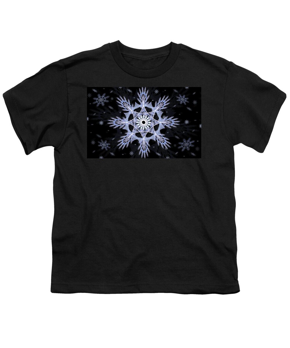 Abstract Youth T-Shirt featuring the digital art Cosmic Snowflakes by Shawn Dall