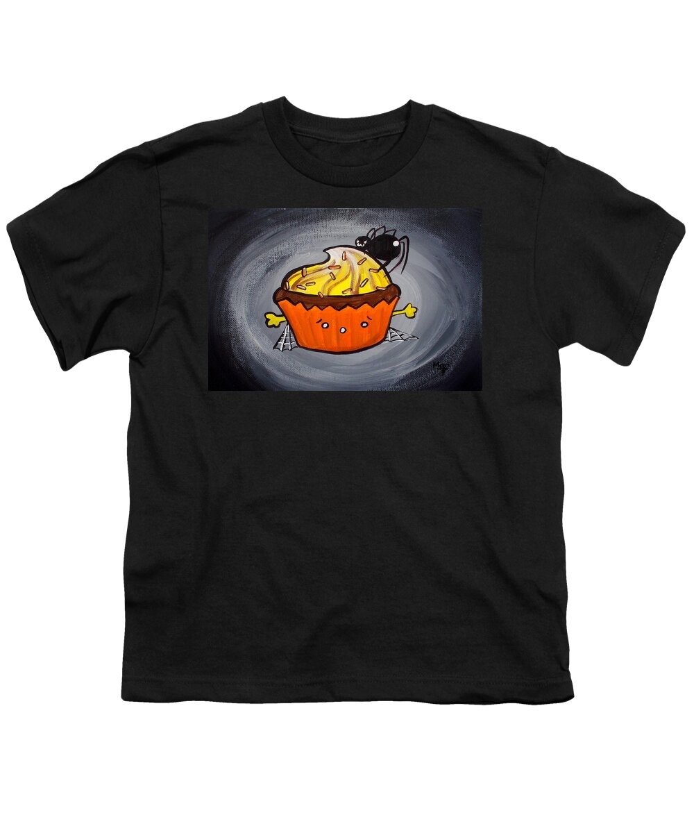 Cute Youth T-Shirt featuring the painting Creepy Cupcake by Marisela Mungia