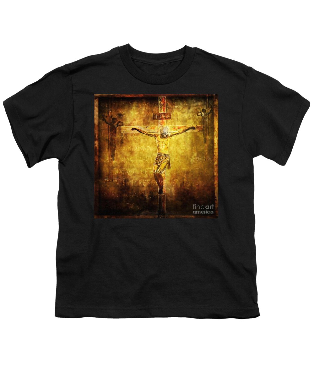 Jesus Youth T-Shirt featuring the digital art Crucified Via Dolorosa 12 by Lianne Schneider