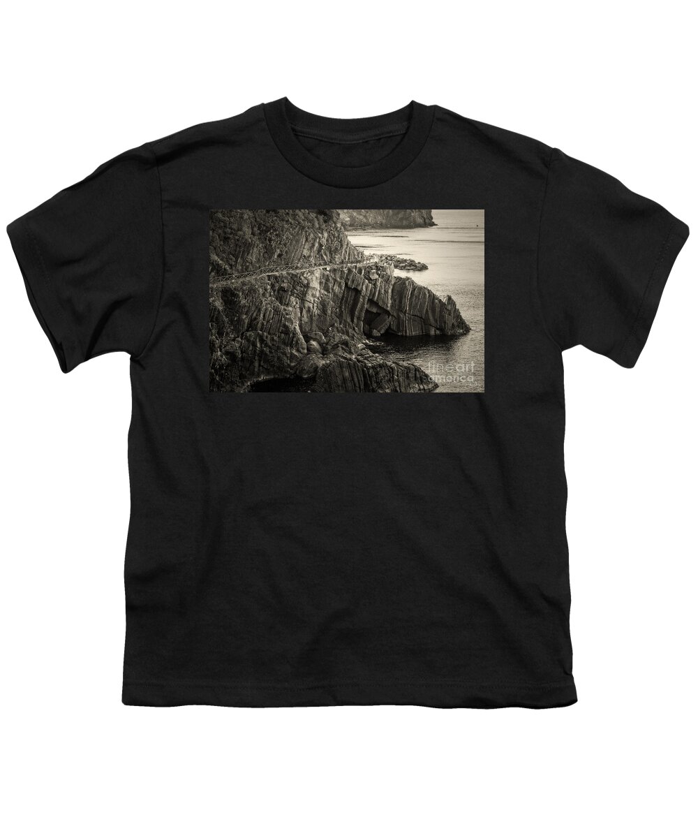 Cinque Terre Youth T-Shirt featuring the photograph Dangerous Passage of Cinque Terre by Prints of Italy