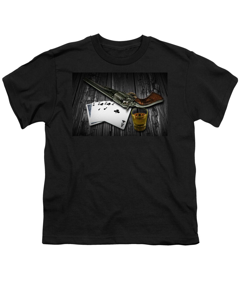 Game Youth T-Shirt featuring the photograph Dead Man's Hand Aces and Eights by Randall Nyhof