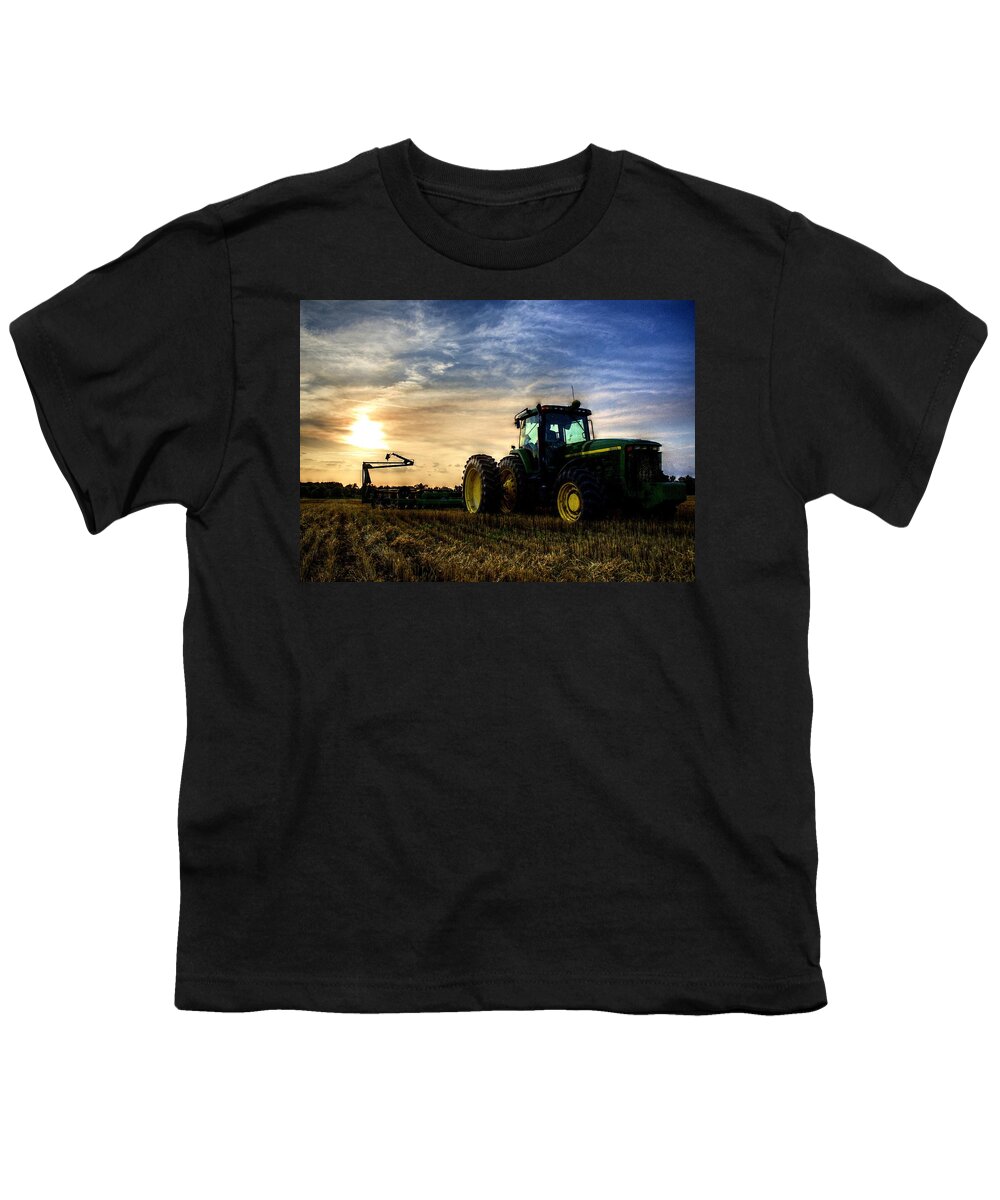 Ag Youth T-Shirt featuring the photograph Deere Sunset by David Zarecor