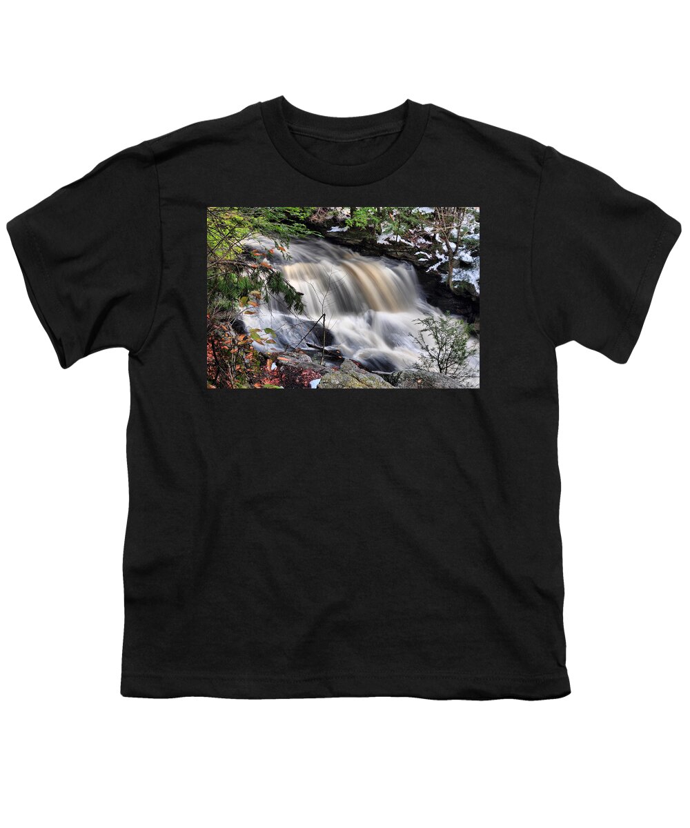 Waterfall Youth T-Shirt featuring the photograph Doane's Lower Falls in Central Mass. by Mitchell R Grosky