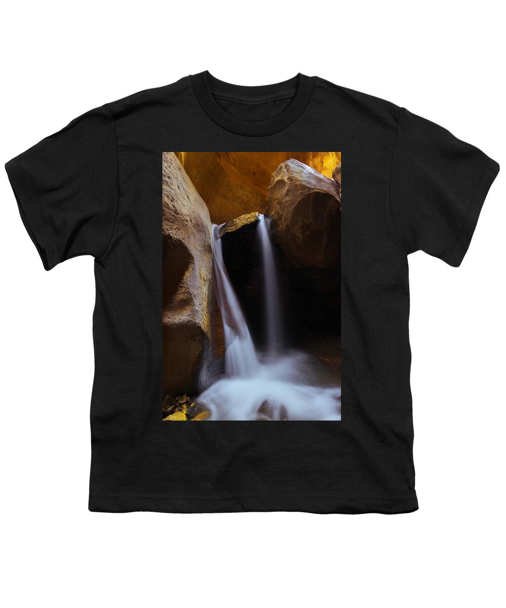 Utah Youth T-Shirt featuring the photograph Double Falls by Dustin LeFevre