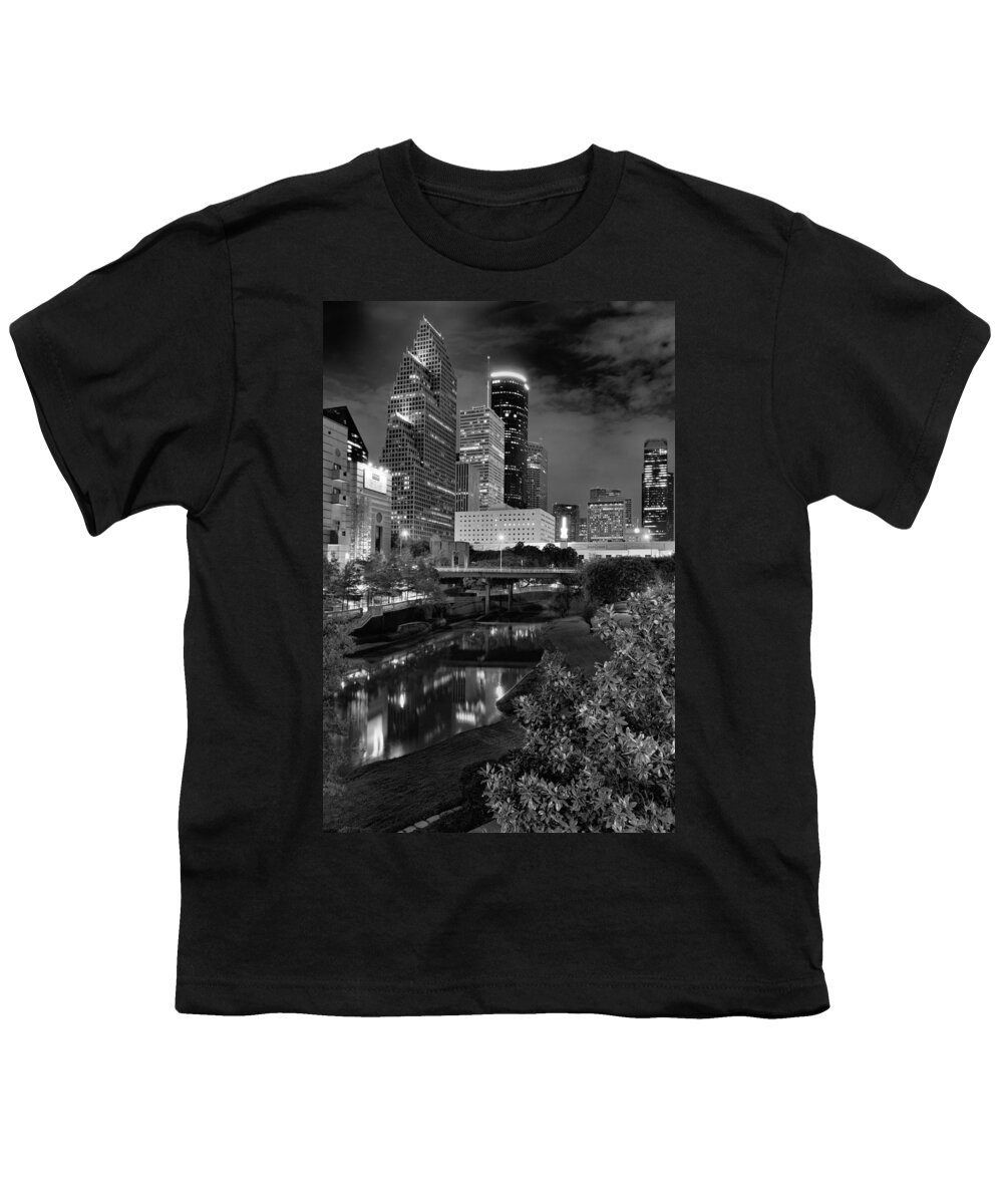 Downtown Houston Youth T-Shirt featuring the photograph Downtown Houston at Night. by Silvio Ligutti