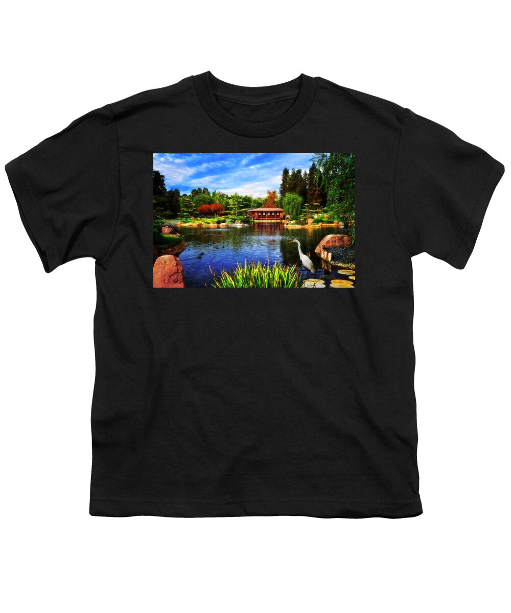 Egret Youth T-Shirt featuring the photograph Egret Garden by Lynn Bauer