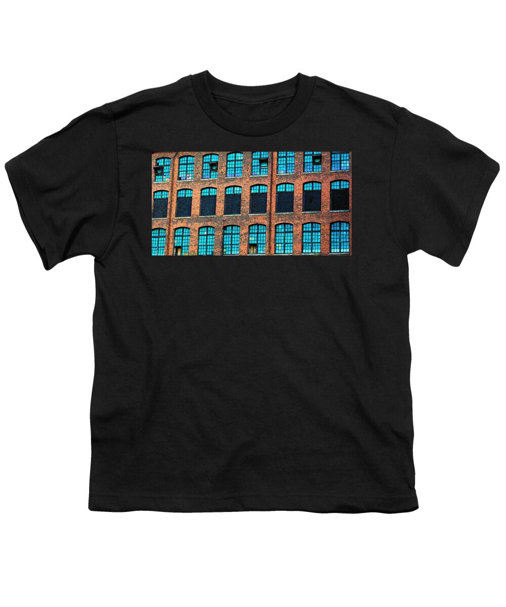 Fine Art Youth T-Shirt featuring the photograph Factory Windows by Rodney Lee Williams
