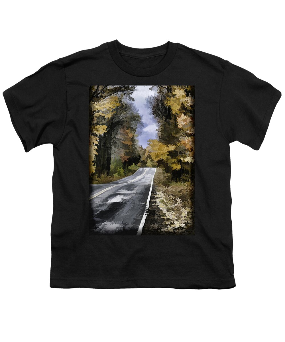 Autumn Country Road Youth T-Shirt featuring the photograph Fall Painted Country Road by Thomas Young
