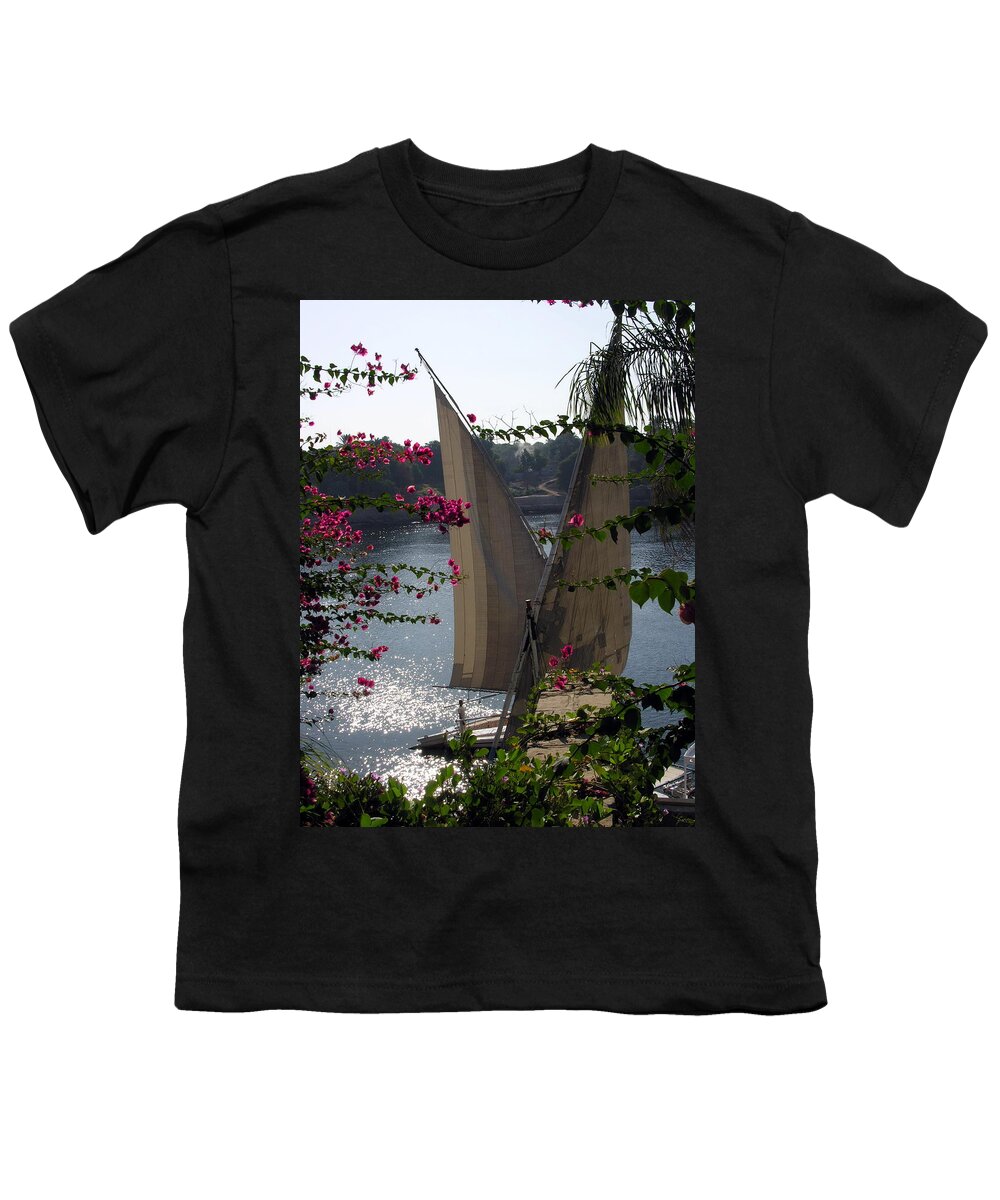 Egypt Youth T-Shirt featuring the photograph Feluccas on the Nile - Egypt by Jacqueline M Lewis