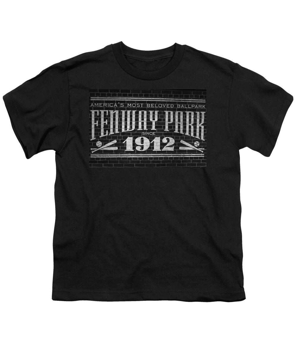 Boston Youth T-Shirt featuring the photograph Fenway Park Boston MA 1912 Sign by Toby McGuire