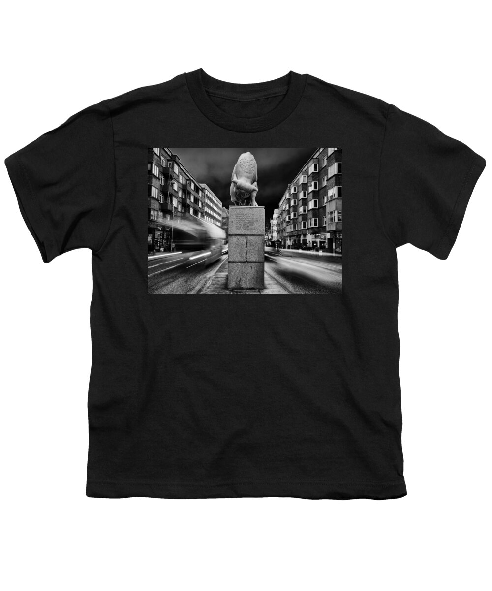 Bull Youth T-Shirt featuring the photograph Bull statue by Mike Santis