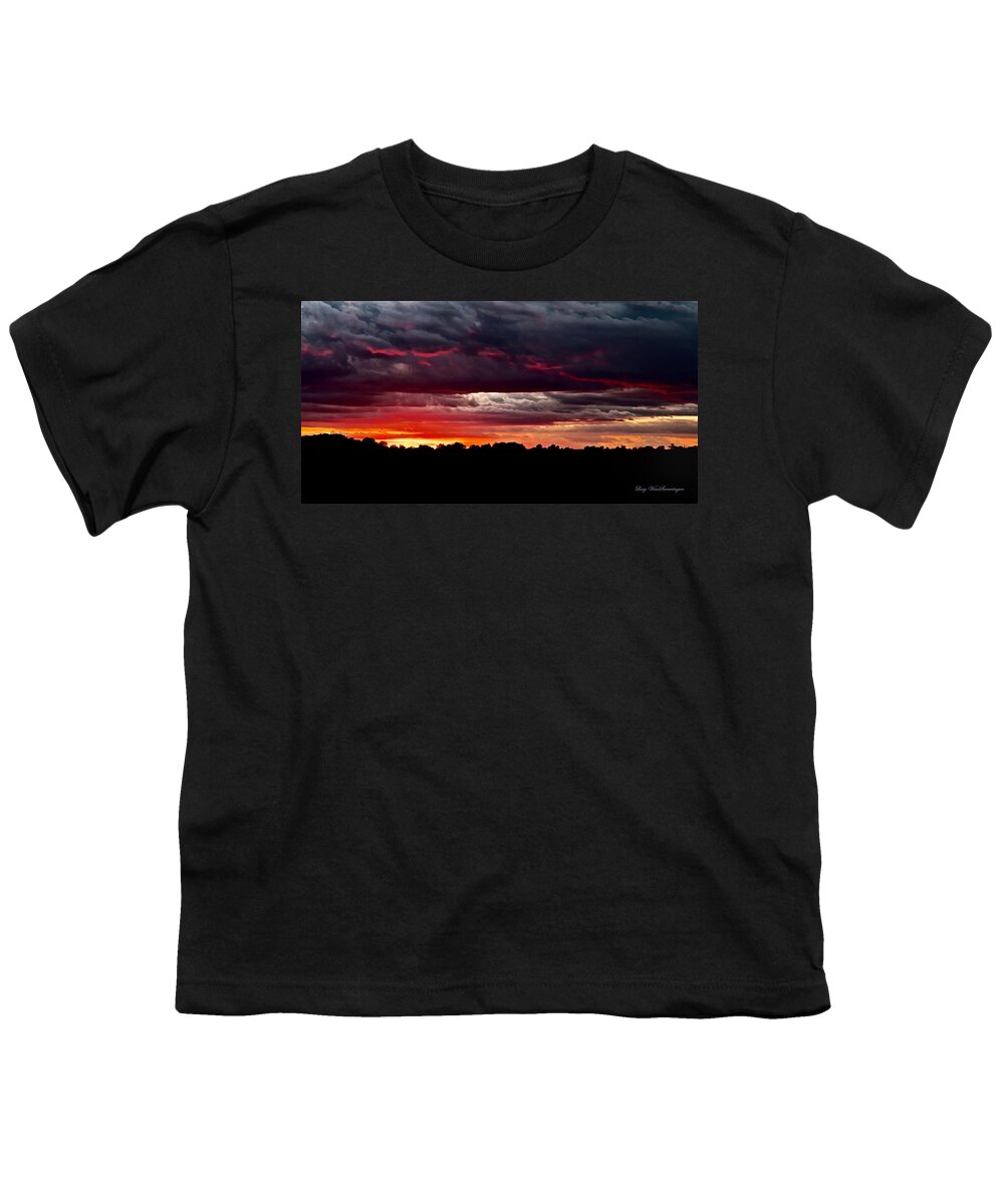 Texas Youth T-Shirt featuring the photograph Fiery Glow by Lucy VanSwearingen