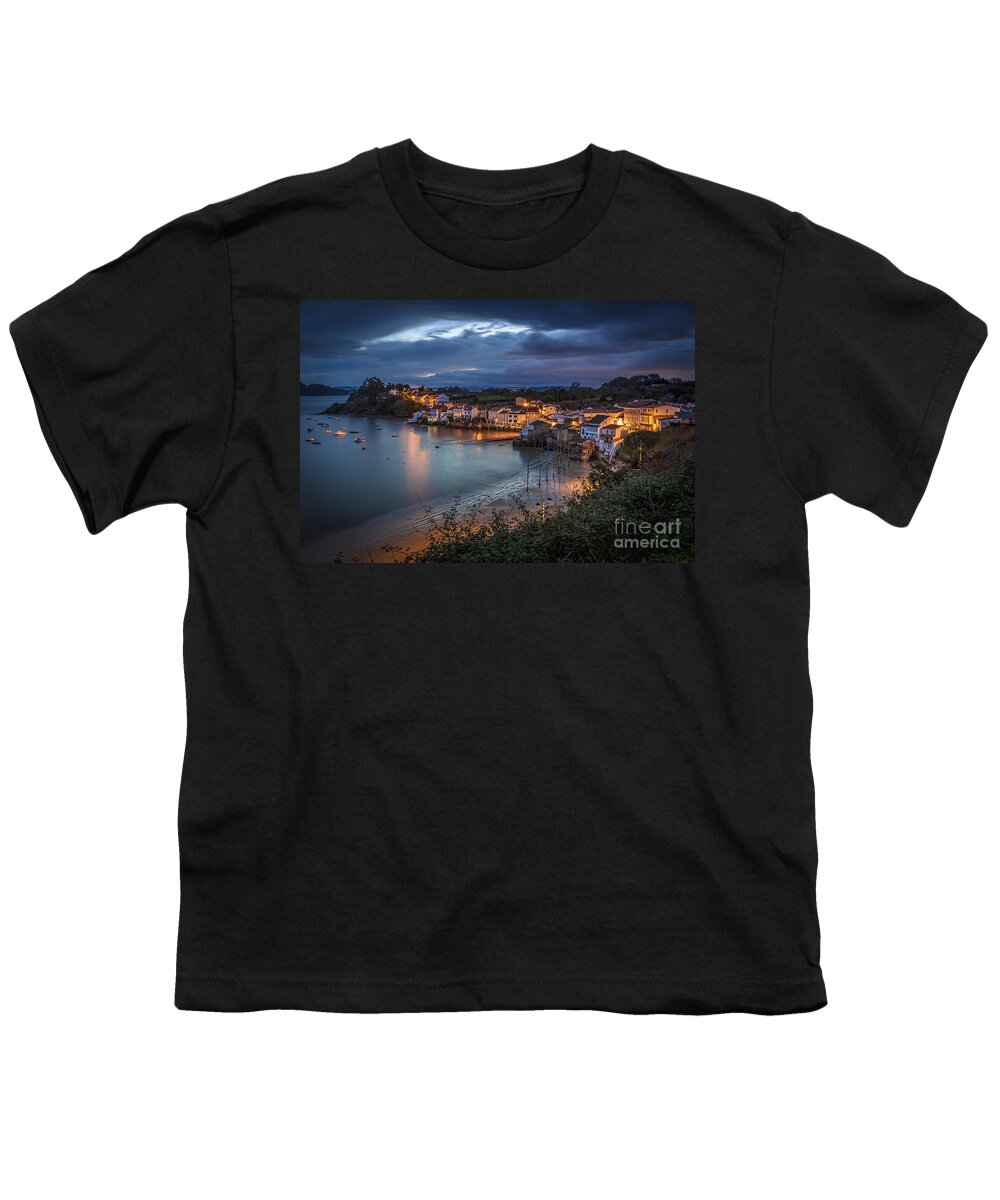 Ares Youth T-Shirt featuring the photograph Fishing Port of Redes in Ares Galicia Spain by Pablo Avanzini