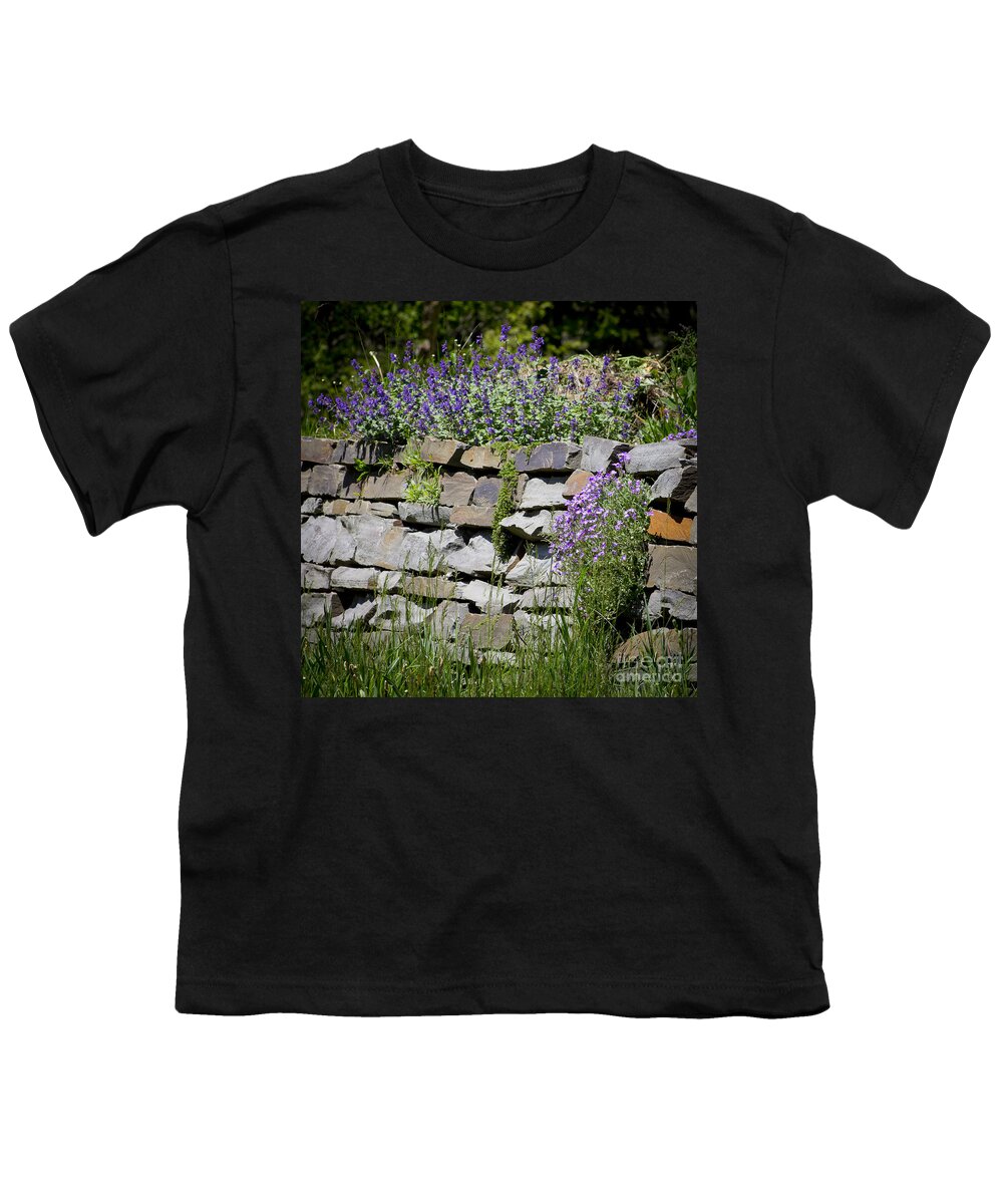 Rock Youth T-Shirt featuring the photograph Flowers on Rock Wall by Brad Marzolf Photography