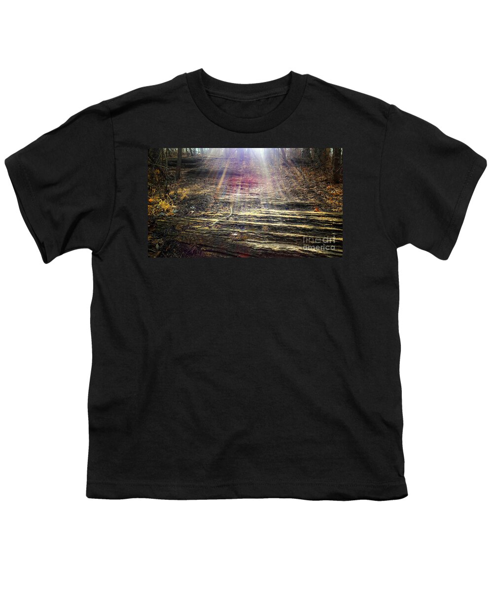  Missouri State Parks Youth T-Shirt featuring the photograph Follow the Light Path by Peggy Franz