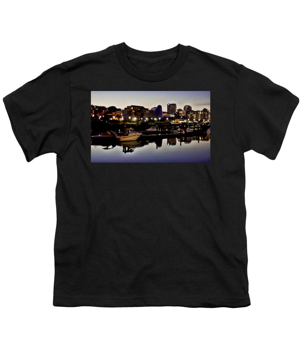 Foss Waterway Youth T-Shirt featuring the photograph Foss Waterway at night by Ron Roberts