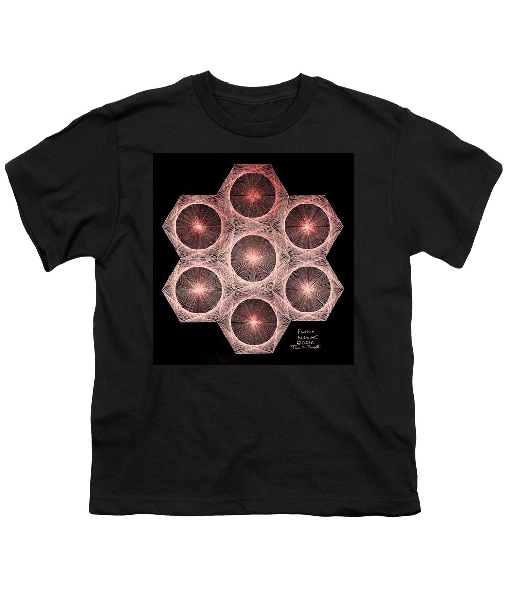 Fusion Youth T-Shirt featuring the drawing Fractal Fusion hw Equals mc squared by Jason Padgett