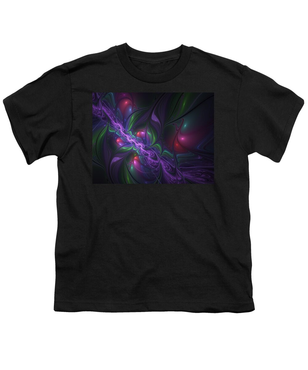 Digital Art Youth T-Shirt featuring the digital art Fractal Purple Creek by Gabiw Art