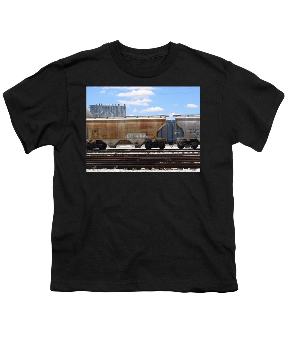 Train Youth T-Shirt featuring the photograph Frieght Train Cars 7 by Anita Burgermeister