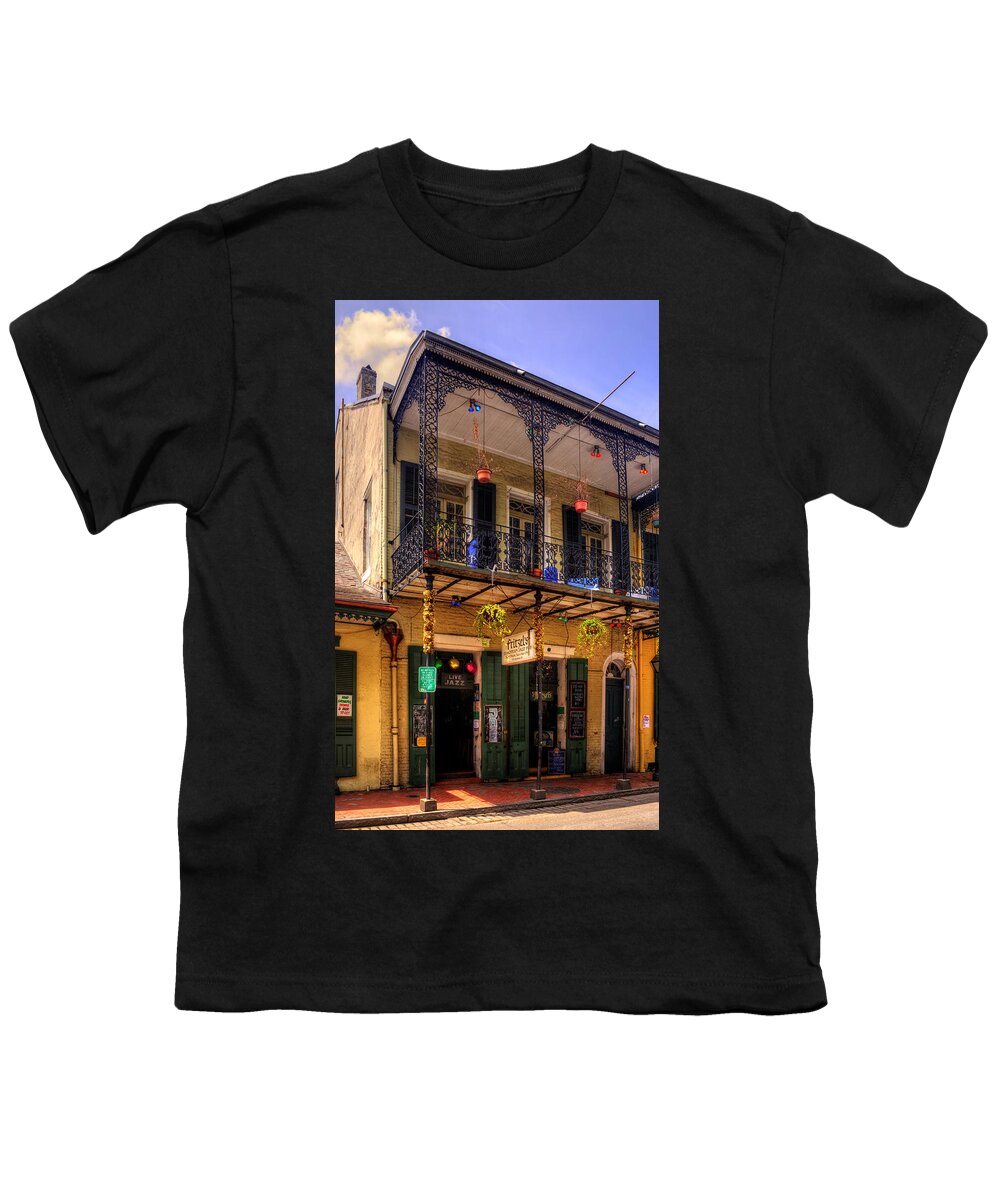New Orleans Youth T-Shirt featuring the photograph Fritzel's European Jazz Pub New Orleans by Greg and Chrystal Mimbs