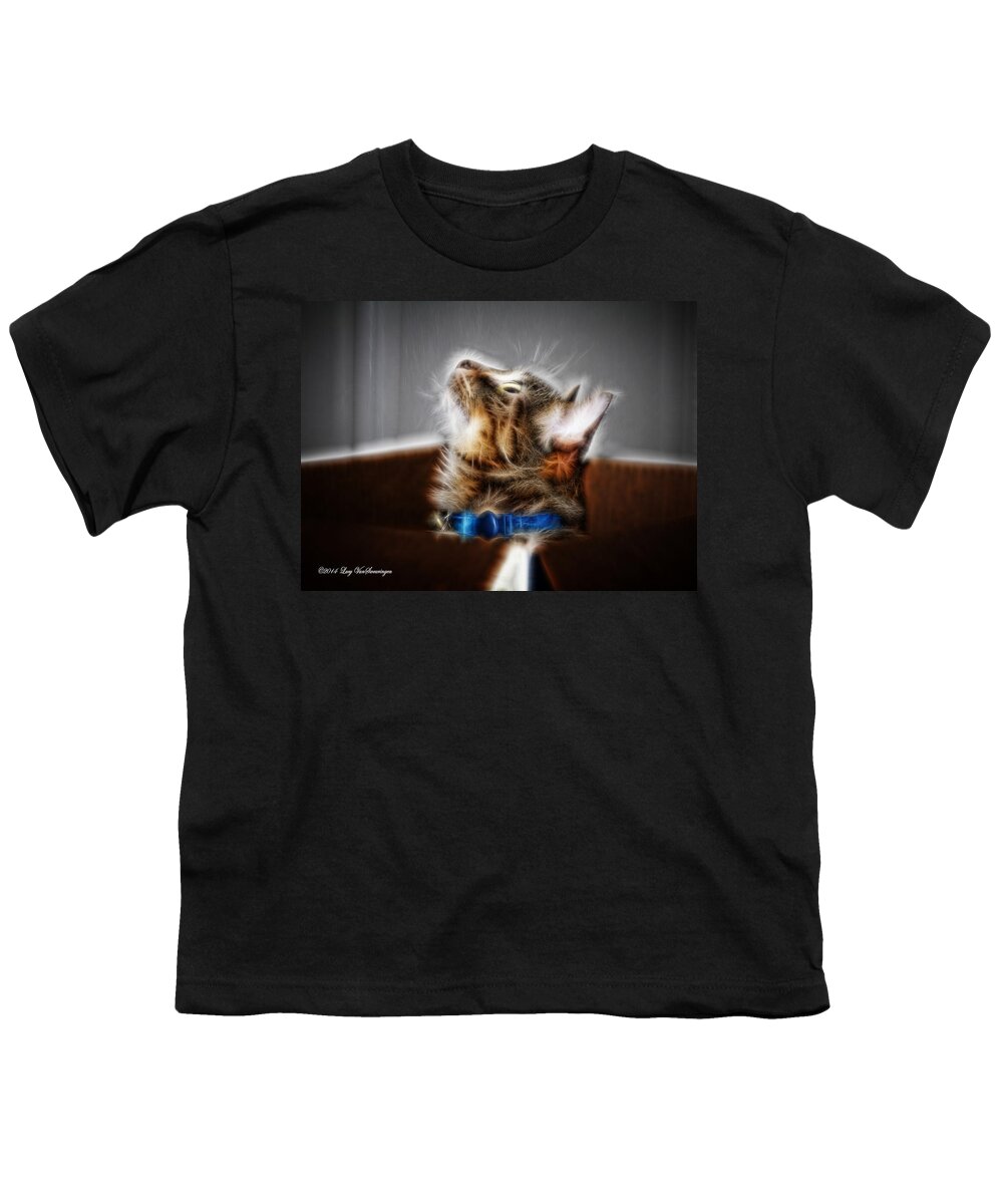 Cat Youth T-Shirt featuring the photograph Fuzzy Friend by Lucy VanSwearingen