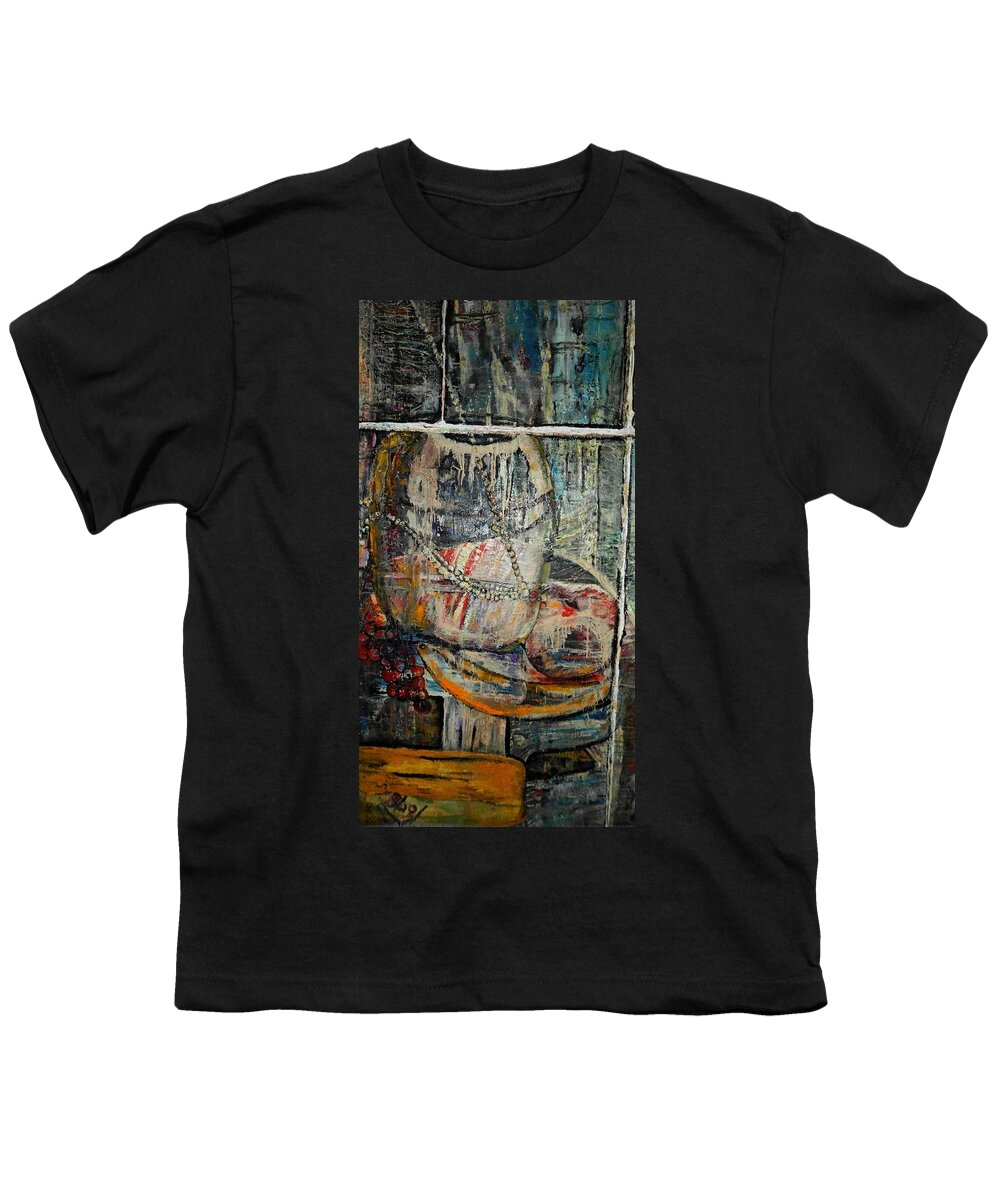 Still-life Youth T-Shirt featuring the painting Glancing through by Peggy Blood