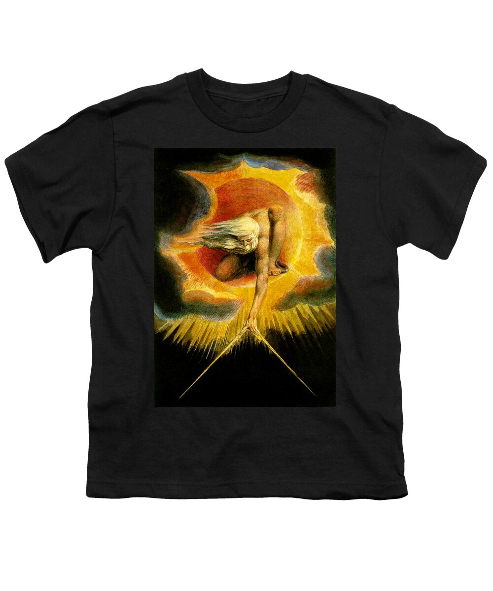 Romanticism Youth T-Shirt featuring the painting God As Architect by William Blake