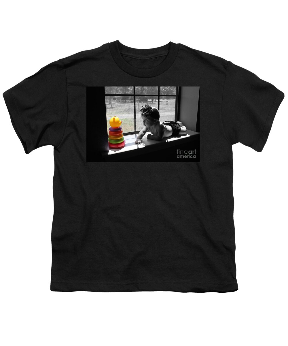Babies Shots Youth T-Shirt featuring the photograph Got To Get That New Toy by Kathy White