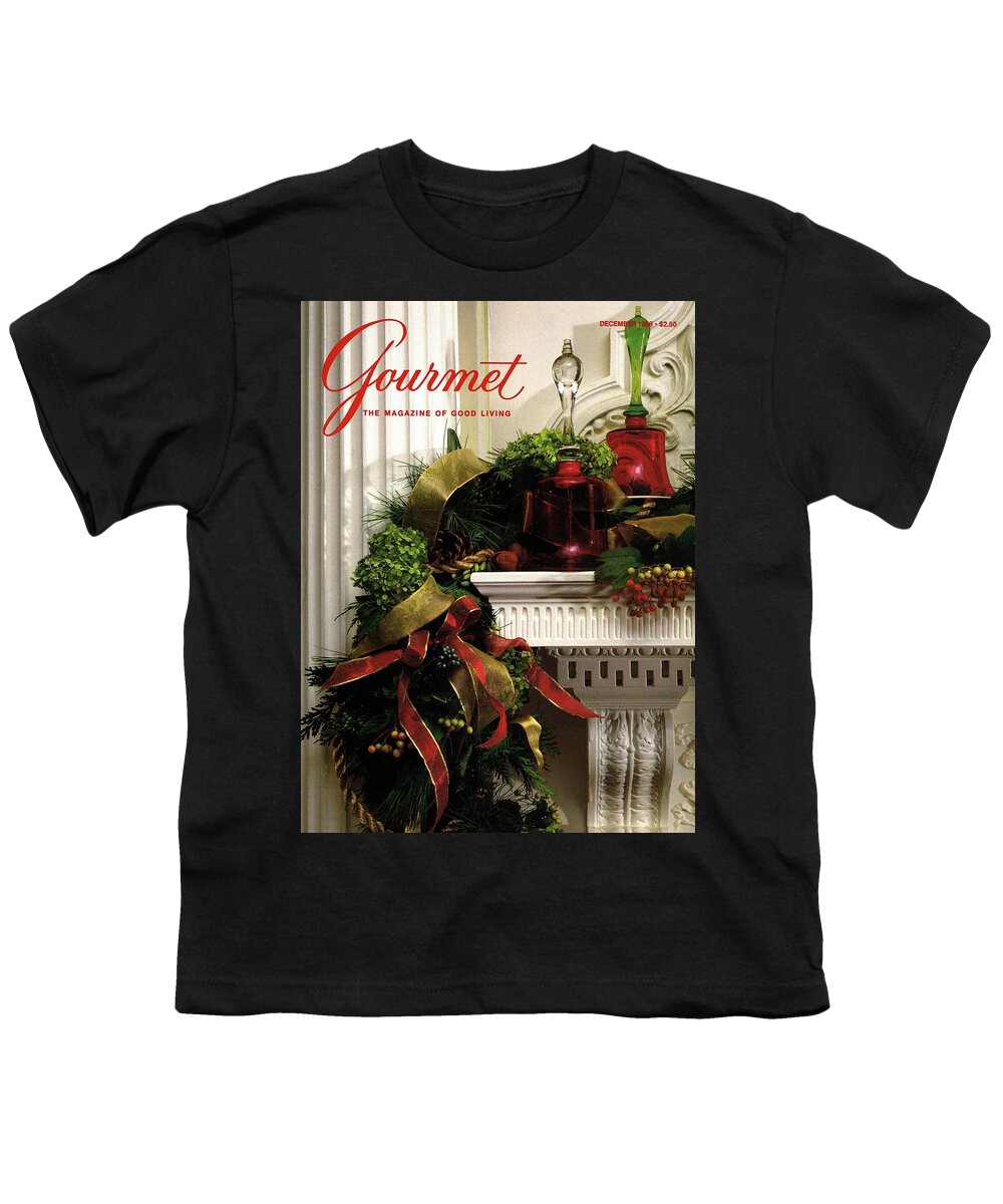 Decorative Art Youth T-Shirt featuring the photograph Gourmet Magazine Cover Featuring Christmas Garland by Romulo Yanes