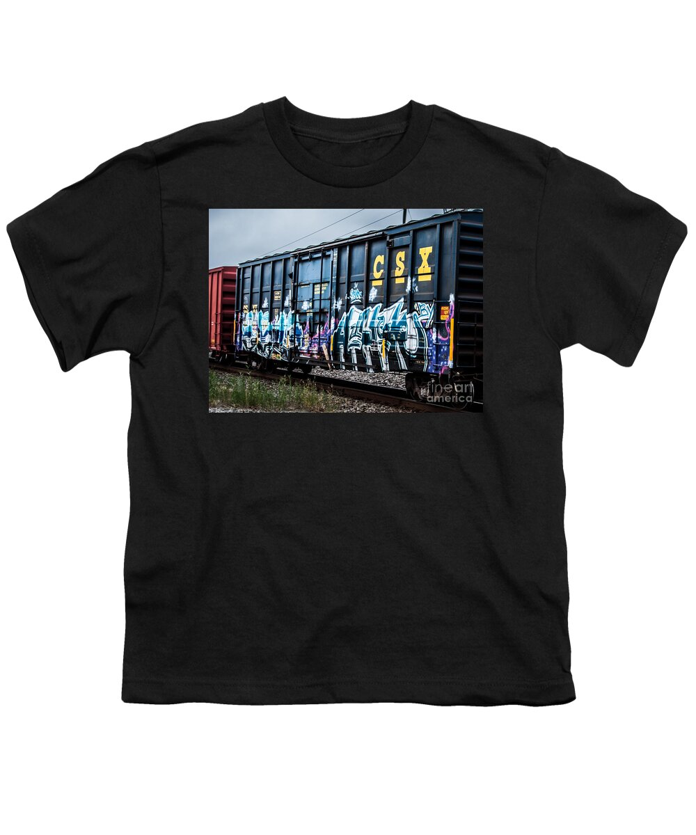 Train Youth T-Shirt featuring the photograph Graffiti 2 by Ronald Grogan