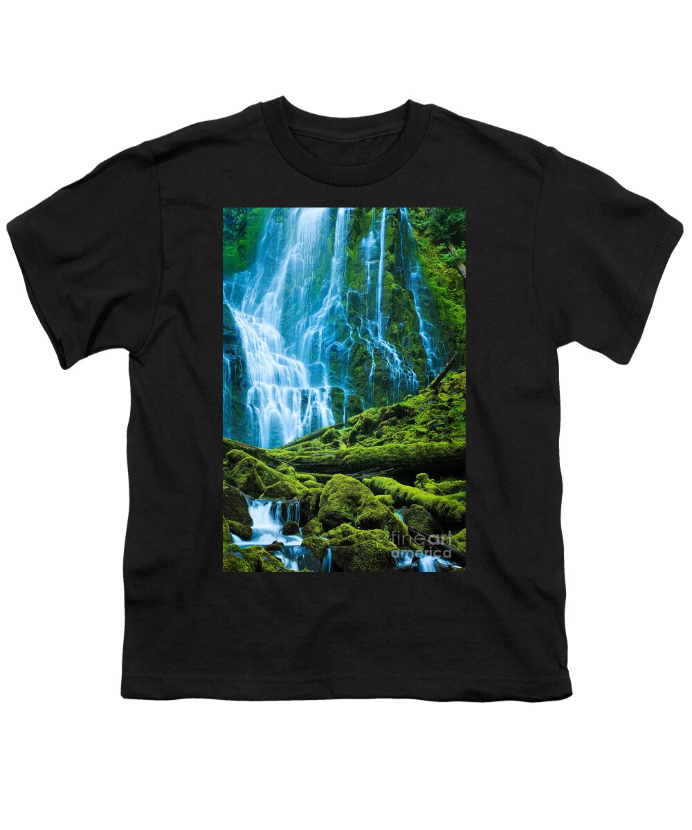 America Youth T-Shirt featuring the photograph Green Waterfall by Inge Johnsson
