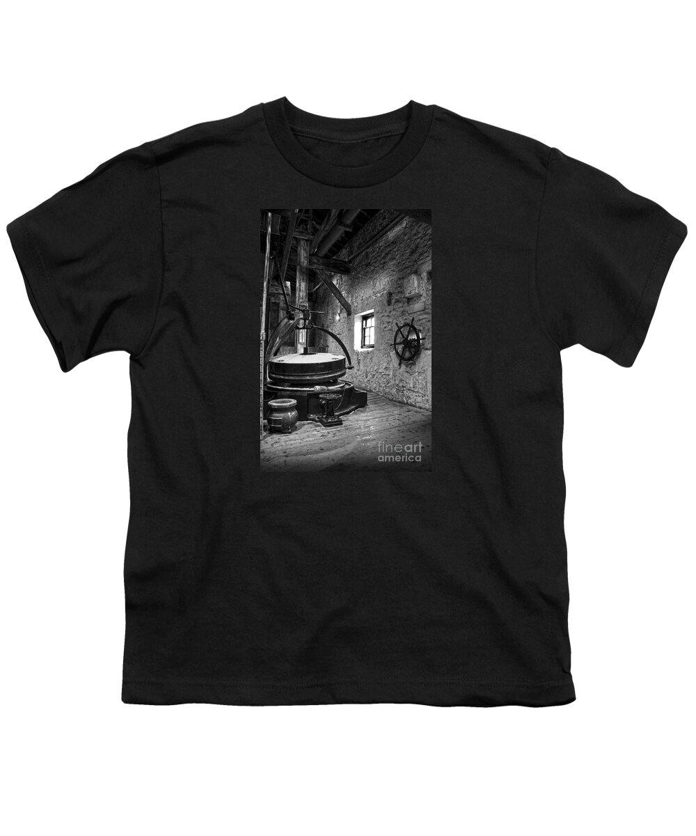 Grinder Youth T-Shirt featuring the photograph Grinder for unmalted barley in an old distillery by RicardMN Photography