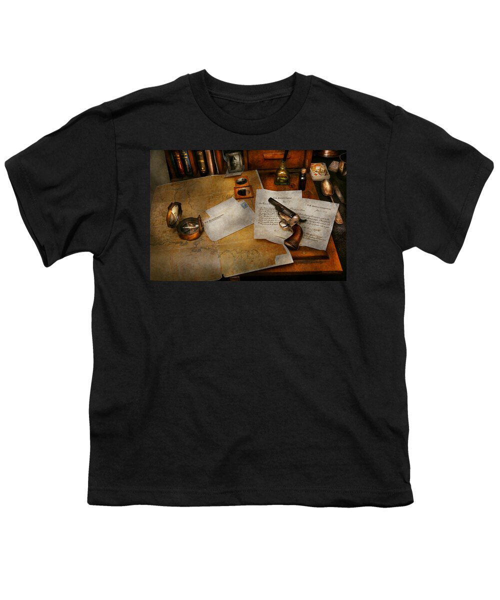 Self Youth T-Shirt featuring the photograph Gun - The adventure of military life by Mike Savad