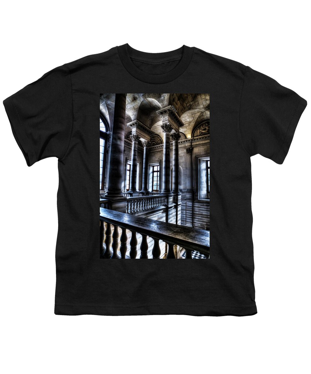 Paris France Youth T-Shirt featuring the photograph Halls and Arches of the Louvre Paris by Evie Carrier