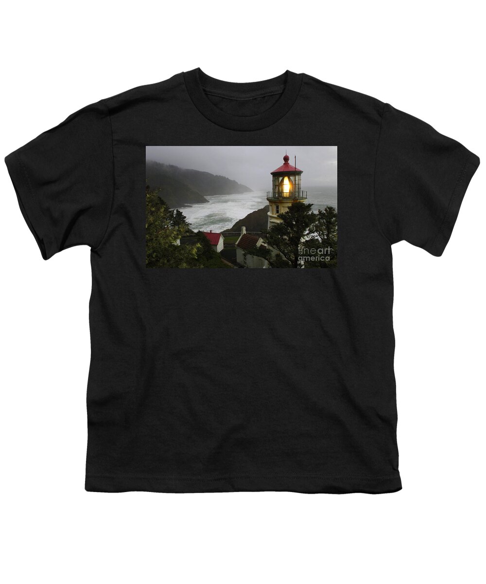 Lighthouse Youth T-Shirt featuring the photograph Heceta Head Lighthouse 1 by Bob Christopher