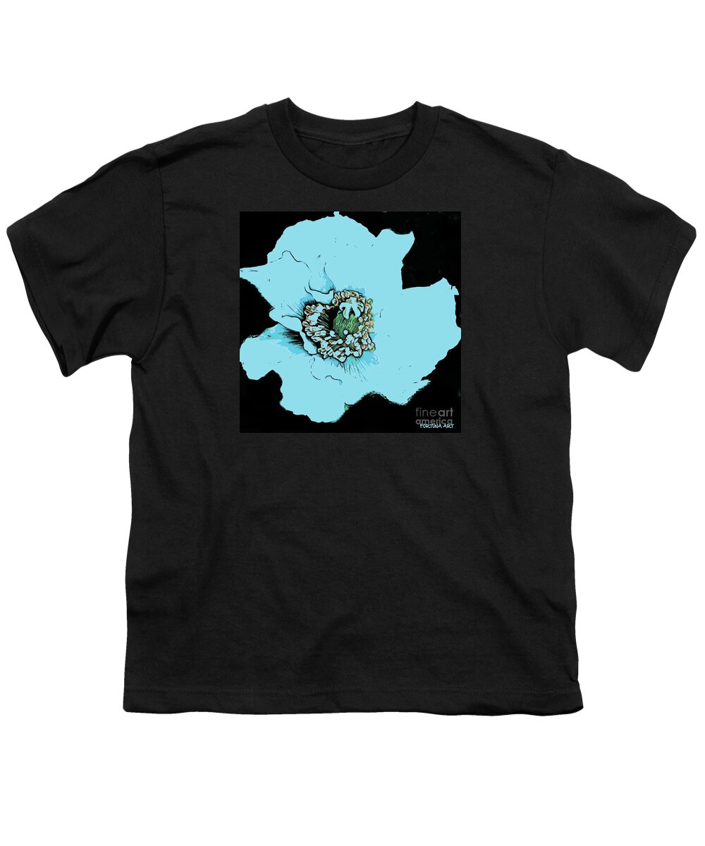 Himalayan Blue Poppy Youth T-Shirt featuring the digital art Himalayan Blue Poppy by Dragica Micki Fortuna