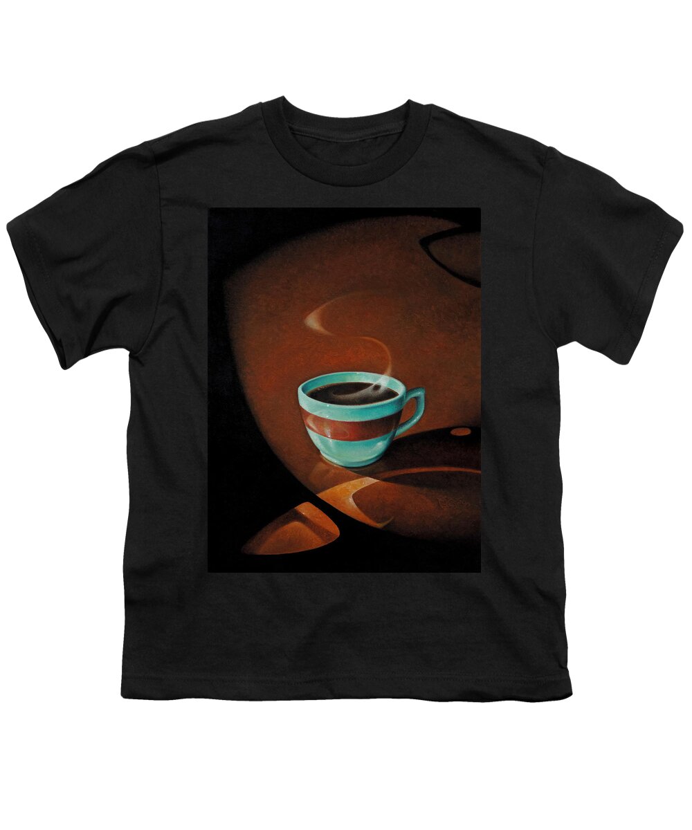Art Nouveau Youth T-Shirt featuring the painting Hot Cup of Coffee by T S Carson