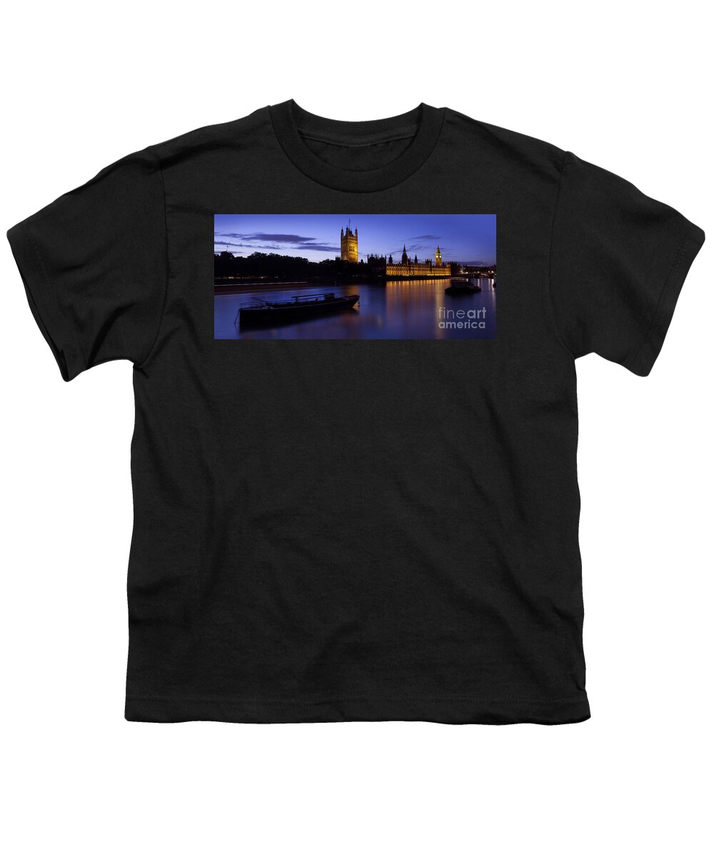 Big Ben Youth T-Shirt featuring the photograph Houses of Parliament at Dusk by MGL Meiklejohn Graphics Licensing