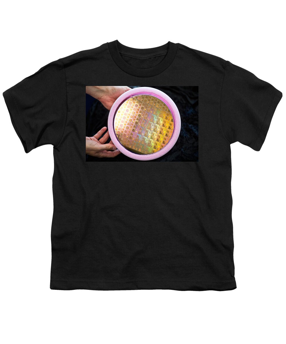 Science Youth T-Shirt featuring the photograph Integrated Circuits On Silicon Wafer by Science Source