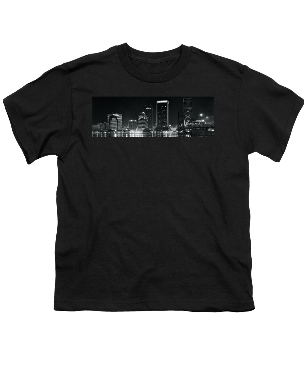 Jacksonville Youth T-Shirt featuring the photograph Jacksonville Black and White Panorama by Frozen in Time Fine Art Photography