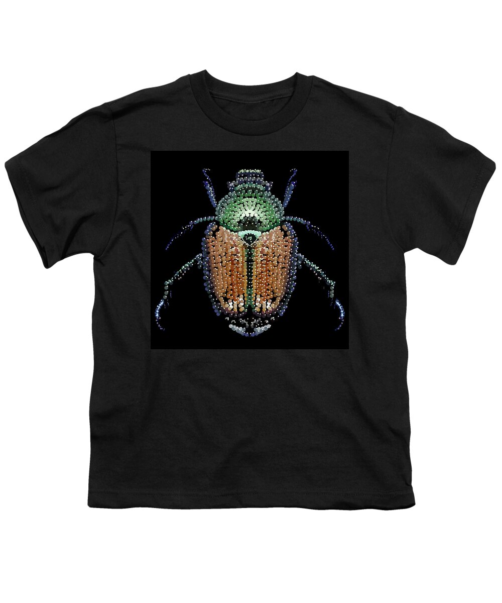 Japanesebeetle.beetle Youth T-Shirt featuring the digital art Japanese Beetle Bedazzled by R Allen Swezey