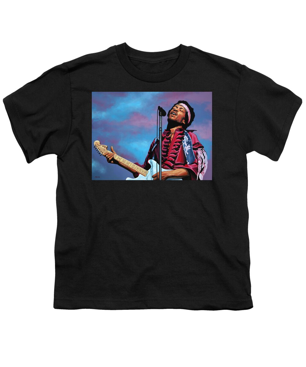 Jimi Hendrix Youth T-Shirt featuring the painting Jimi Hendrix 2 by Paul Meijering
