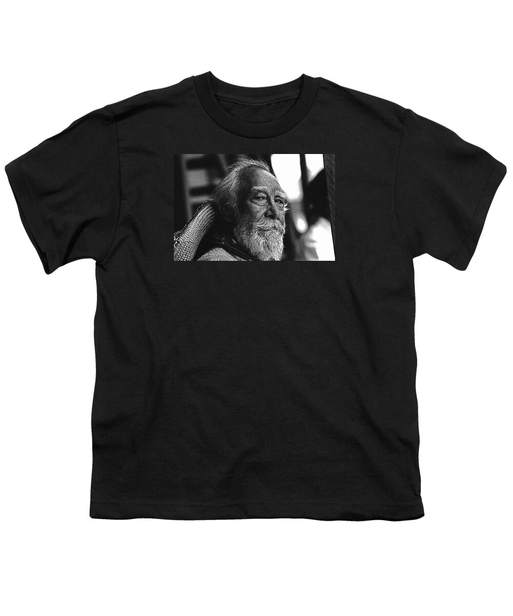Julian Rivero The High Chaparral Old Tucson Arizona John Wayne Tycoon The Reward Strange Lady In Town White Beard Mexican Peon Black And White Youth T-Shirt featuring the photograph Julian Rivero The High Chaparral Old Tucson Arizona 1970 by David Lee Guss