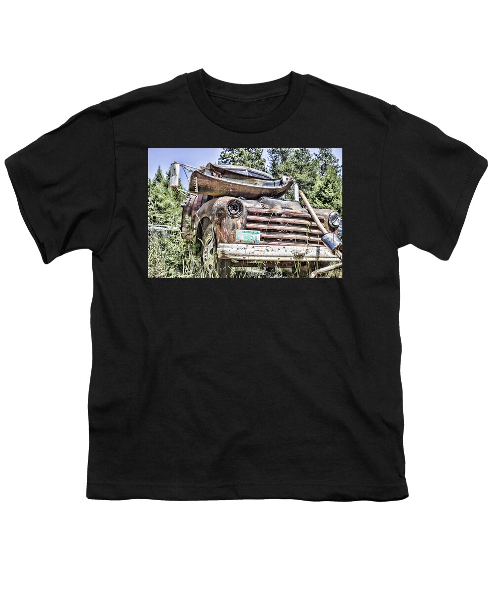 Chevrolet Truck Youth T-Shirt featuring the photograph Junkyard Series Chevrolet Truck by Cathy Anderson
