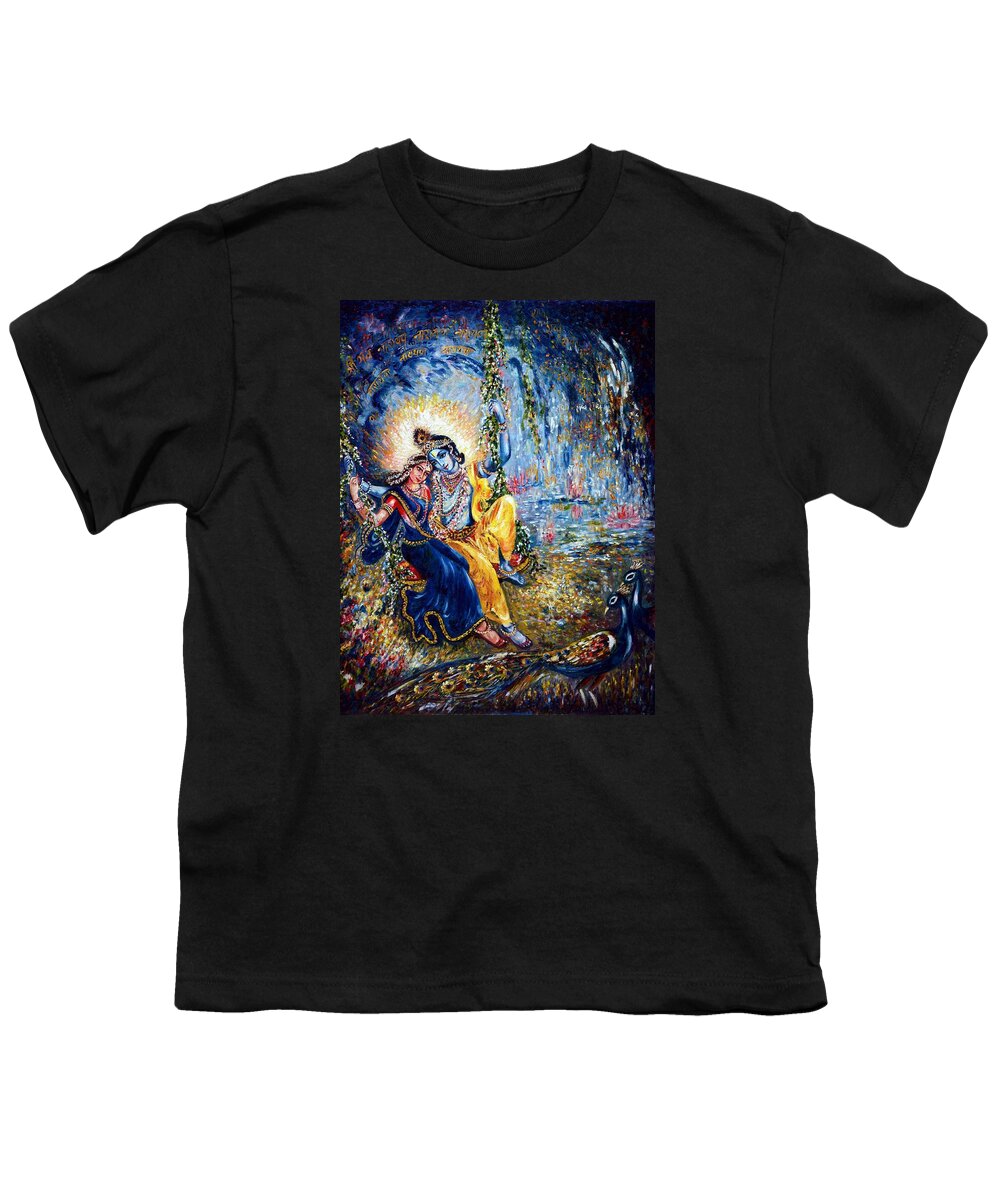 Krishna Youth T-Shirt featuring the painting Krishna leela by Harsh Malik