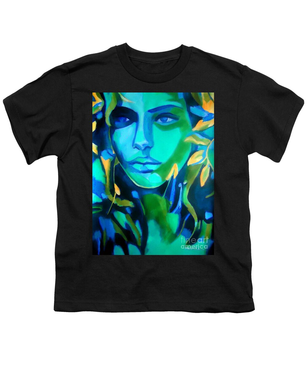 Contemporary Art Youth T-Shirt featuring the painting Lady blue by Helena Wierzbicki
