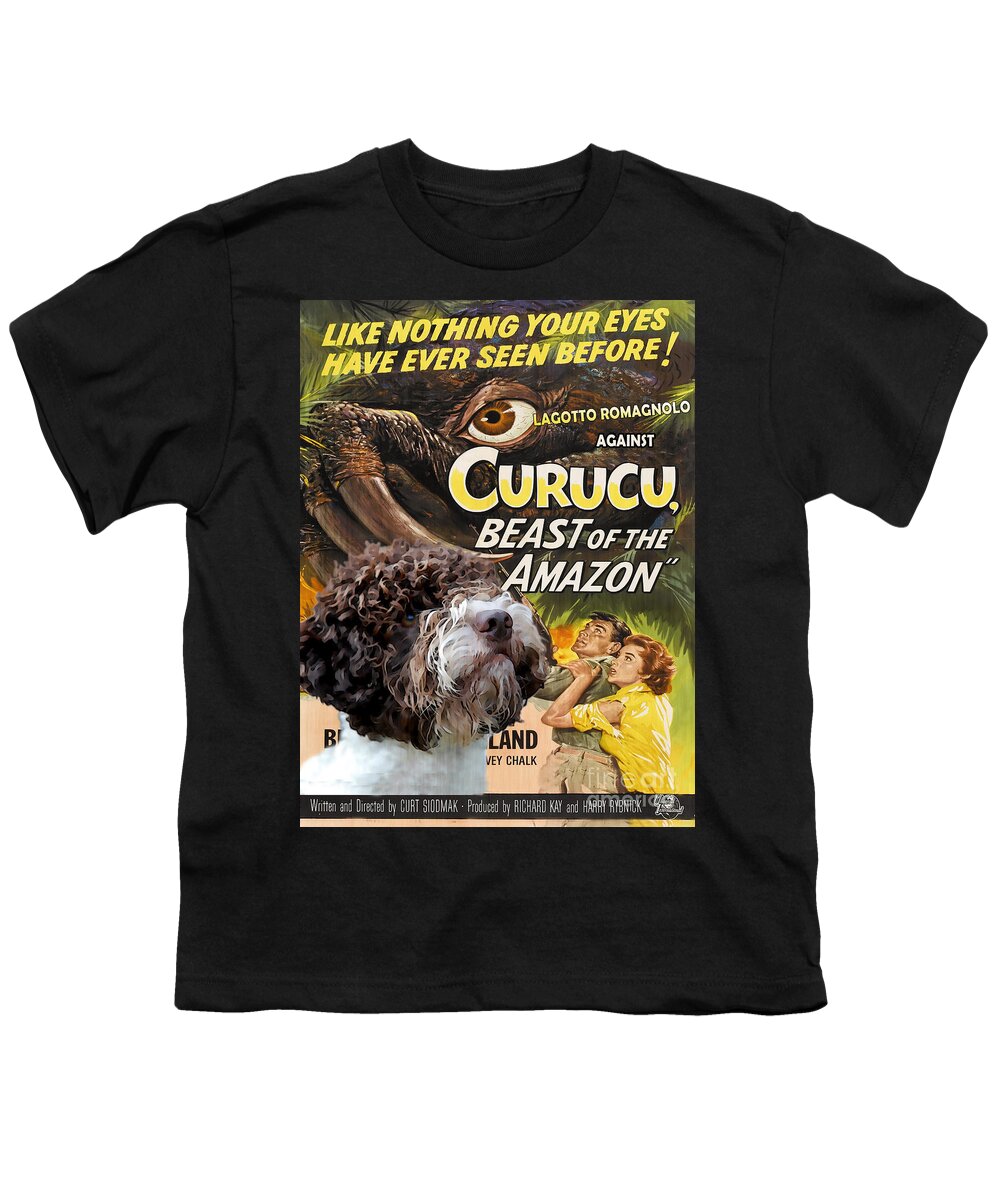 Lagotto Romagnolo Youth T-Shirt featuring the painting Lagotto Romagnolo Art Canvas Print - Curucu Movie Poster by Sandra Sij