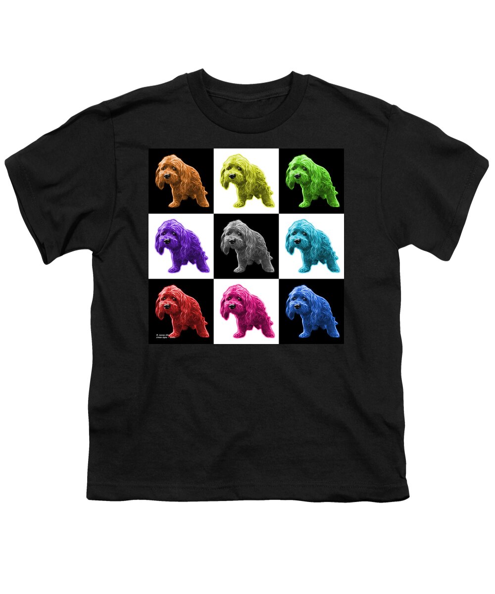 Lhasa Apso Youth T-Shirt featuring the painting Lhasa Apso Pop Art - 5331 - v1 - M by James Ahn