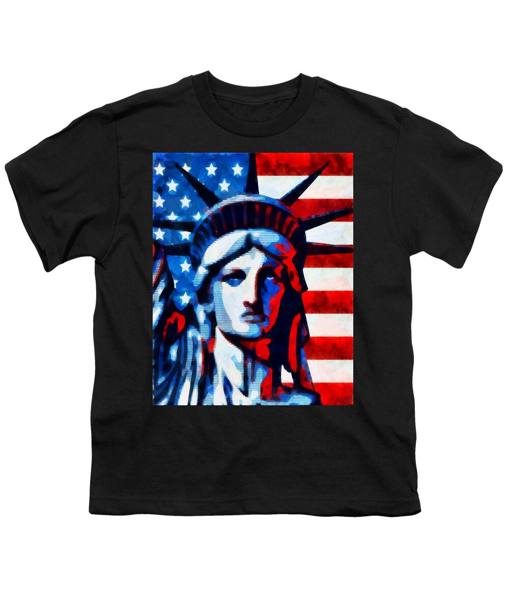  Liberty Youth T-Shirt featuring the mixed media Liberty 2 by Angelina Tamez